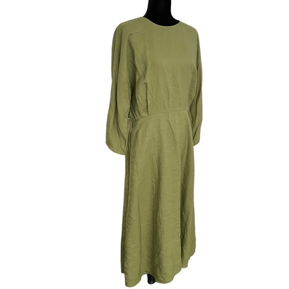 Aritzia Wilfred Tavin Belted Linen-Blend Midi/Maxi Dress size Large - Picture 3 of 13